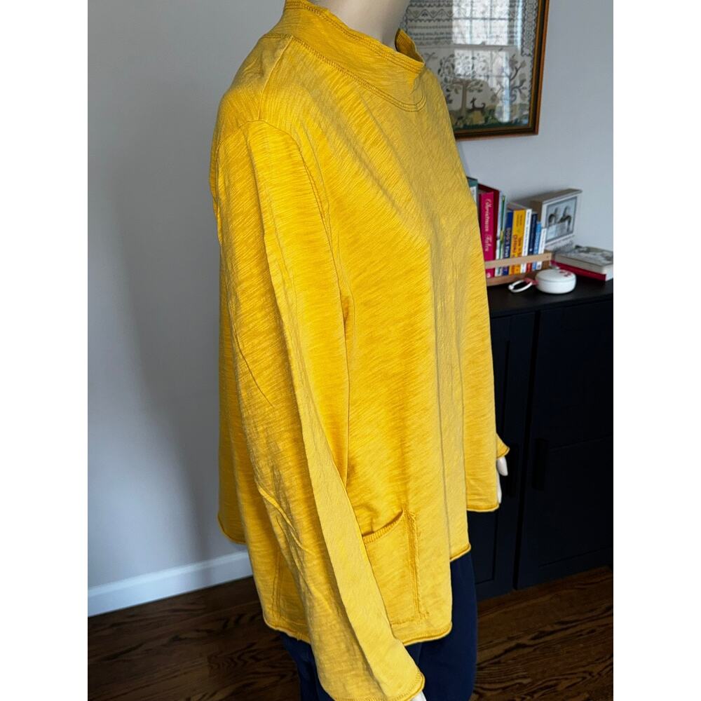 Escape‎ by Habitat Clothes Mustard Yellow Slub Knit Mock Neck Pocket Top XL